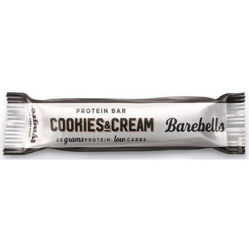 Barebells snack Cookies & Cream, barre de 55 g, paquet de 12 pièces