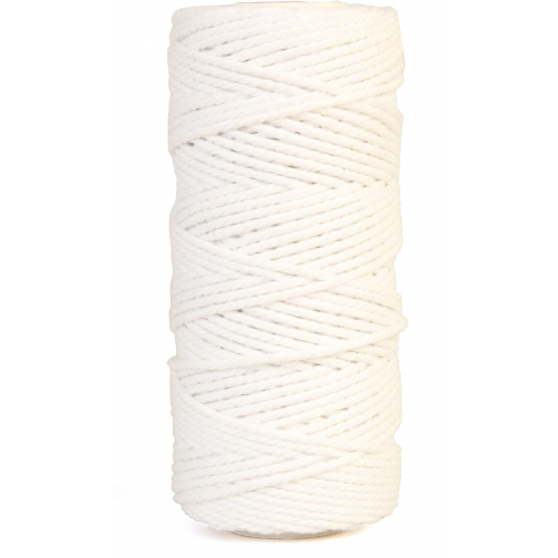 Bouhon cordon coton macramé 200 g, ca.130 m, épaisseur: 2 mm, blanc