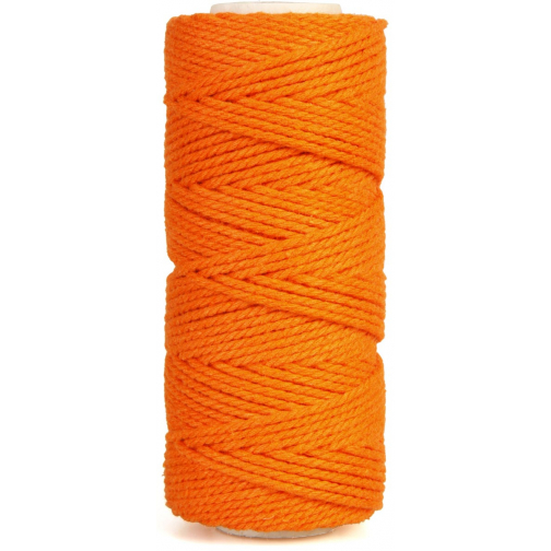 Bouhon cordon coton macramé 200 g, ca.130 m, épaisseur: 2 mm, orange
