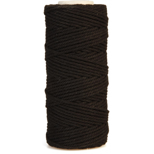 Bouhon cordon coton macramé 200 g , ca.130 m, épaisseur: 2 mm, noir