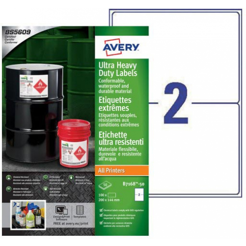 Avery étiquettes ultra-résistantes ft 200 x 144 mm (l x h), boîte de 100 étiquettes