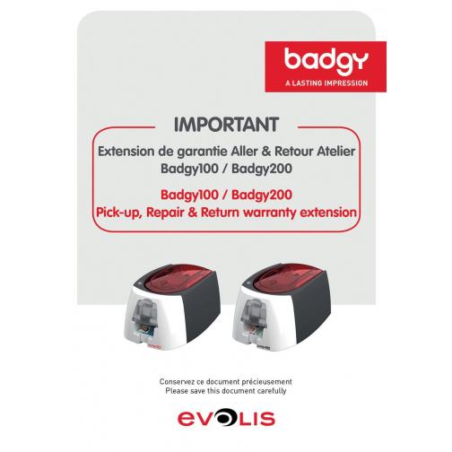 Badgy extension de garantie pour imprimantes Badgy, 1 an