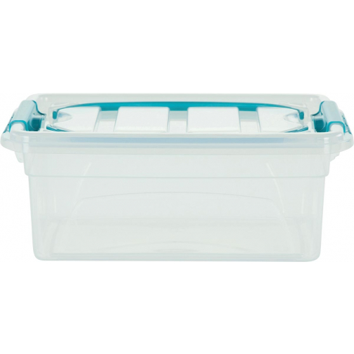 Whitefurze Carry Box boîte de rangement 5 litres, transparent avec poignées bleu