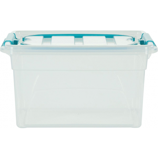 Whitefurze Carry Box boîte de rangement 7 litres, transparent avec poignées bleu