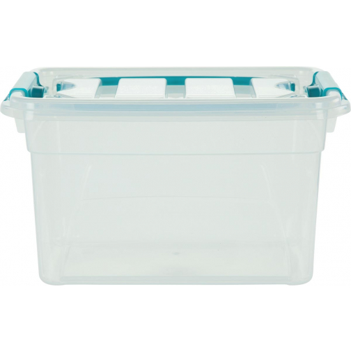 Whitefurze Carry Box boîte de rangement 13 litres, transparent avec poignées bleu
