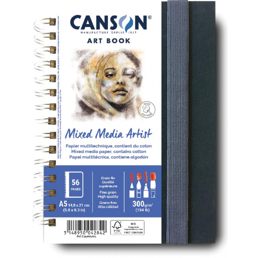 Canson Mixed Media Artist carnet de dessin, 28 feuilles, 300 g/m², ft 14,8 x 21 cm (A5)