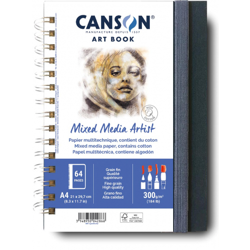 Canson Mixed Media Artist carnet de dessin, 28 feuilles, 300 g/m², ft 21 x 29,7 cm (A4)