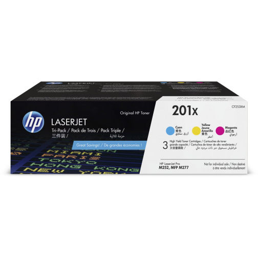 HP toner 201X, 3 x 2.300 pages, OEM CF253XM, 3 couleurs