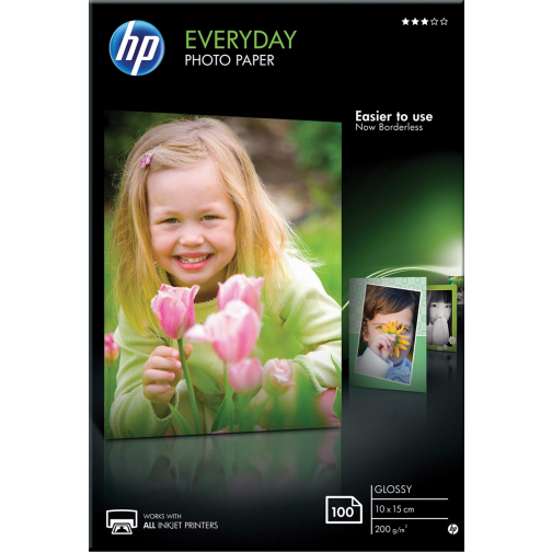 HP Everyday papier photo, ft 10 x 15 cm, 200 g, paquet van 100 feuilles, brillant