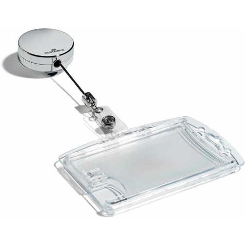 Durable enrouleur pour porte-badge avec boutton pression, chromé