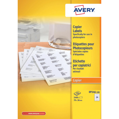 Avery DP246-100 étiquettes pour photocopieurs ft 70 X 36 mm (l x h), blanc, boîte de 2400 pièces