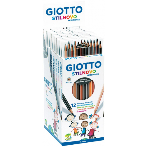 Giotto Stilnovo Skin Tones crayons de couleurs, en pochette étui cartonné de 12 pièces