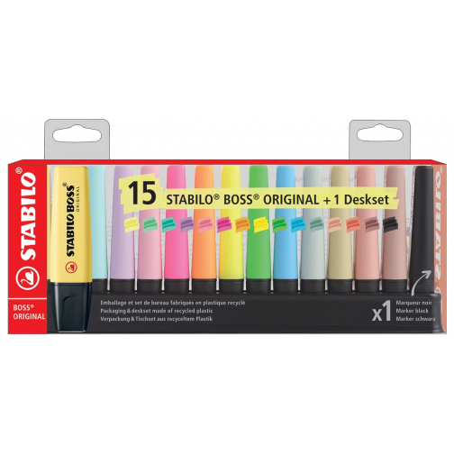 STABILO BOSS pastel et nature surligneurs, couleurs assorties, deskset de 15 pièces