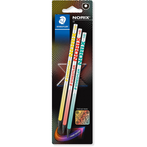Staedtler Norix crayon graphite, HB, blister de 3 pièces, en couleurs assorties
