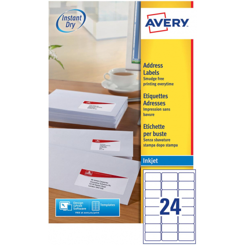 Avery J8159-25 étiquettes adresse ft 63,5 x 33,9 mm (b x h), 600 étiquettes, blanc