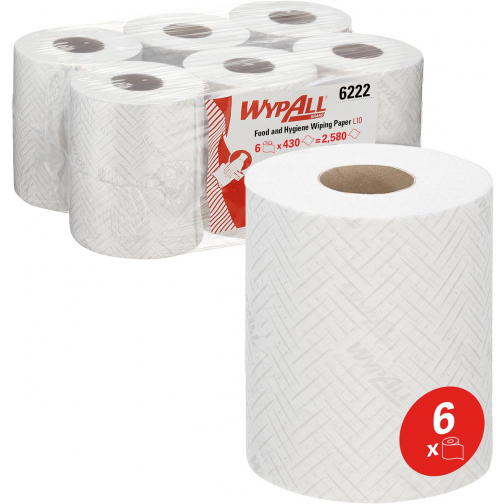 Kimberly-Clark Professional papier de nettoyage Wypall Reach, blanc, paquet de 6 roleaux