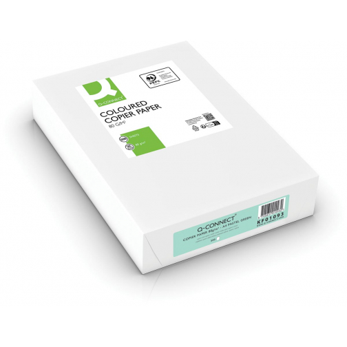 Q-CONNECT papier reprographique couleur, A4, 80g, paquet de 500 feuilles, vert clair