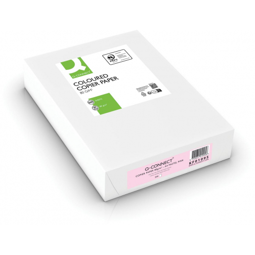Q-CONNECT papier reprographique couleur, A4, 80g, paquet de 500 feuilles, rose