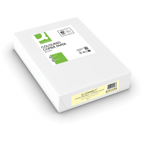 Q-CONNECT papier reprographique couleur, A4, 80g, paquet de 500 feuilles, jaune clair