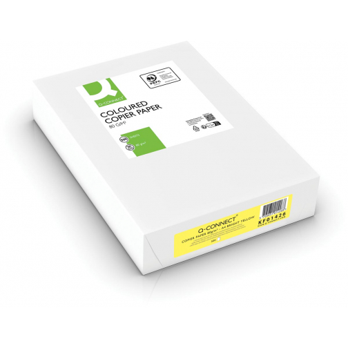 Q-CONNECT papier reprographique couleur, A4, 80g, paquet de 500 feuilles, jaune vif