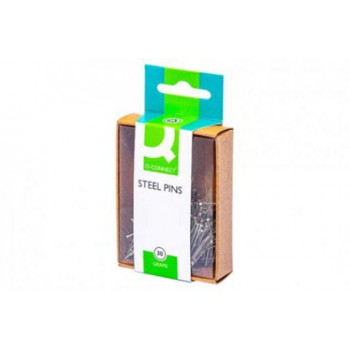 Q-CONNECT aiguilles décoratives, 0,85 x 30 mm, nickelées, boîte de 30 grammes