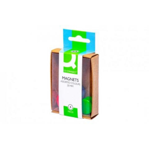 Q-CONNECT aimants, 20 mm, couleurs assorties, boîte de 6 pièces