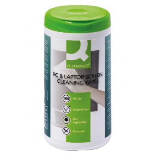 Q-CONNECT lingettes pour PC et d'ordinateurs portables antistatique paquet de 100 lingettes