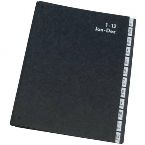 Q-CONNECT trieur, carton, ft A4, 12 compartiments, noir