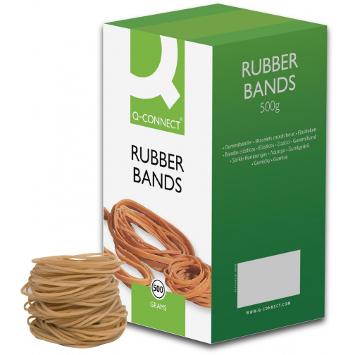 Q-CONNECT élastiques, largeur 1,5 mm, longueur 80 mm, no 18, boîte de 500 g