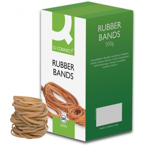 Q-CONNECT élastiques, largeur 3 mm, longueur 80 mm, no 32, boîte de 500 g