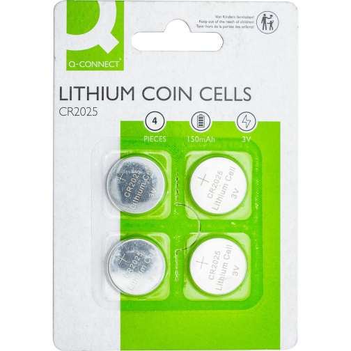 Q-CONNECT pile bouton, lithium, CR2025, blister de 4 pièces