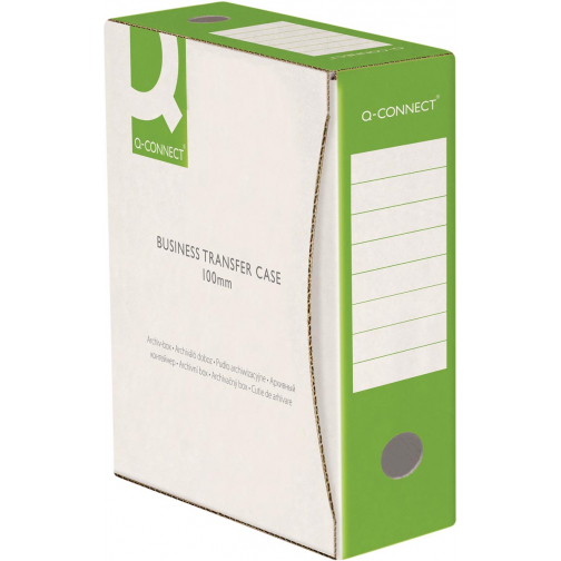 Q-CONNECT boîte à archive, A4, dos 10 cm, en carton de 400 g/m², blanc-vert