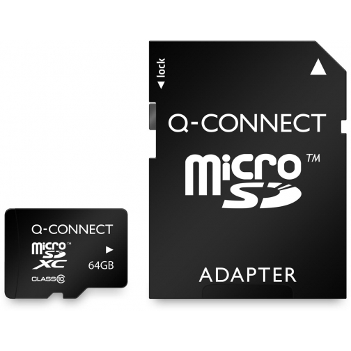 Q-CONNECT micro SD carte mémoire, avec adpatateur SD, 64 Go