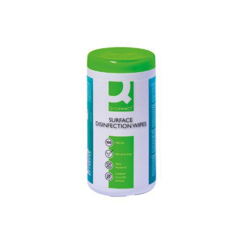 Q-CONNECT lingettes pour les surfaces désinfectantes de 100 lingettes