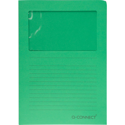 Q-CONNECT pochette coin à fenêtre, 120 g/m², A4, paquet de 100 pièces, vert