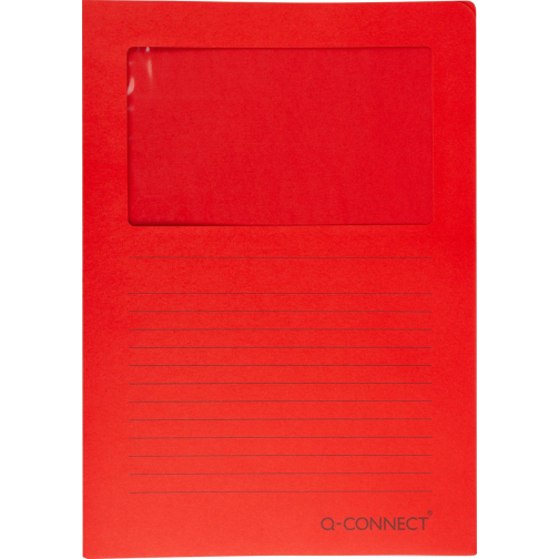 Q-CONNECT pochette coin à fenêtre, 120 g/m², A4, paquet de 100 pièces, rouge