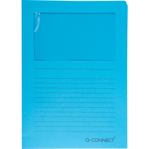 Q-CONNECT pochette coin à fenêtre, 120 g/m², A4, paquet de 100 pièces, bleu