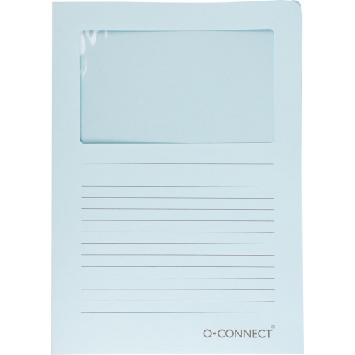 Q-CONNECT pochette coin à fenêtre, 120 g/m², A4, paquet de 100 pièces, bleu clair