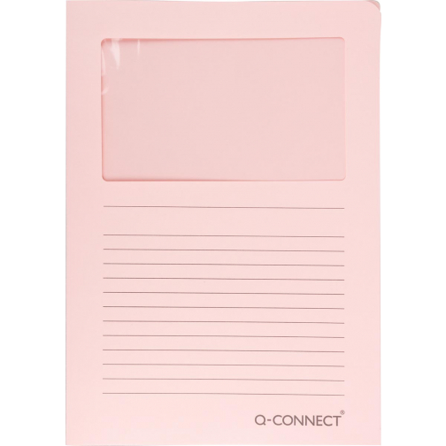 Q-CONNECT pochette coin à fenêtre, 120 g/m², A4, paquet de 100 pièces, rose clair