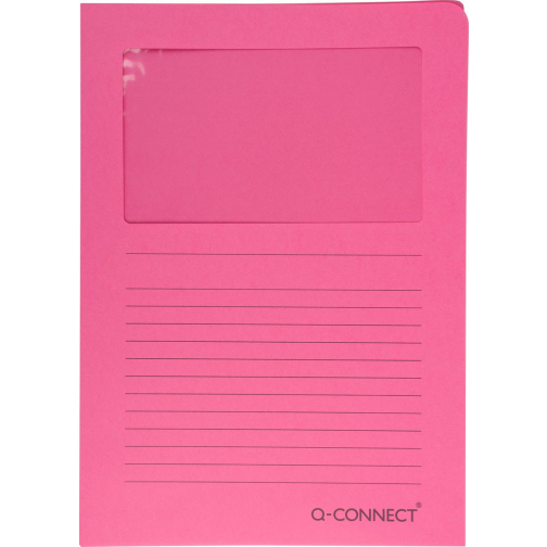 Q-CONNECT pochette coin à fenêtre, 120 g/m², A4, paquet de 100 pièces, rose