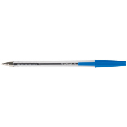 Q-CONNECT stylo bille, avec capuchon, 0,7 mm, pointe moyenne, bleu, boîte de 50 pièces