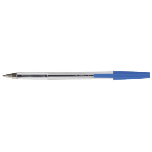 Q-CONNECT stylo bille, avec capuchon, 0,7 mm, pointe moyenne, bleu