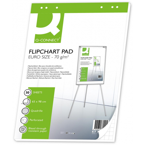 Q-CONNECT papier pour cheval de conférence, ft 65 x 98 cm, 70 g/m², quadrillé, 50 feuilles