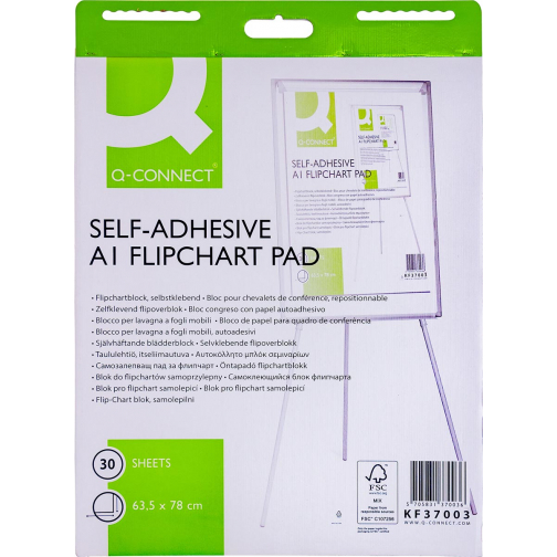Q-CONNECT papier pour cheval de conférence, autocollant, ft 63,5 x 78 cm, 30 feuilles