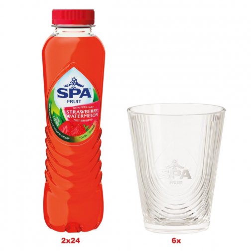 ACTION Spa Fruit: 2 x strawberry-watermelon 40 cl, 24 pièces (051819) + GRATUIT 1 x 6 verres (SPAGLAF)