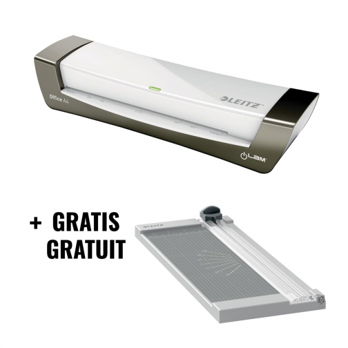 ACTION LEITZ: 1 x machine à plastifier ft A4 (réf. 7251084) + GRATUIT 1 x rogneuse, ft A4 (réf.9025000)