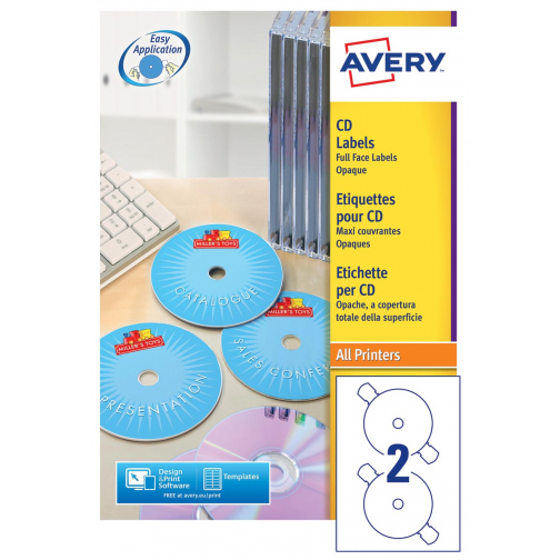 Avery L7676-25 étiquettes pour CD, diamètre 117 mm, 50 étiquettes, blanc