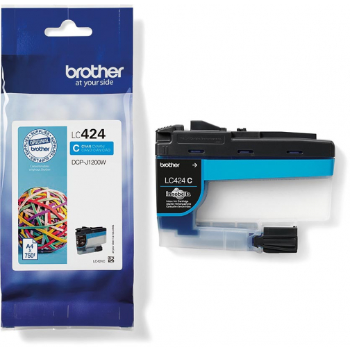 Brother cartouche d'encre, 750 pages, OEM LC-424C, cyan