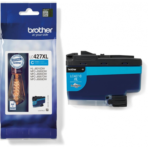 Brother cartouche d'encre, 5.000 pages, OEM LC-427XLC, cyan