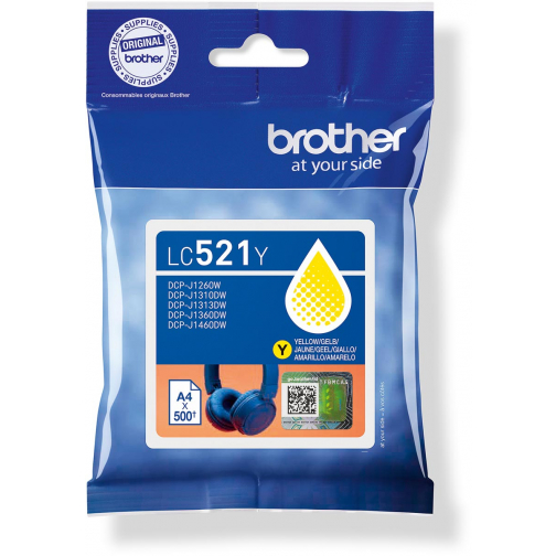 Brother cartouche d"encre, 500 pages, OEM LC-521Y, jaune